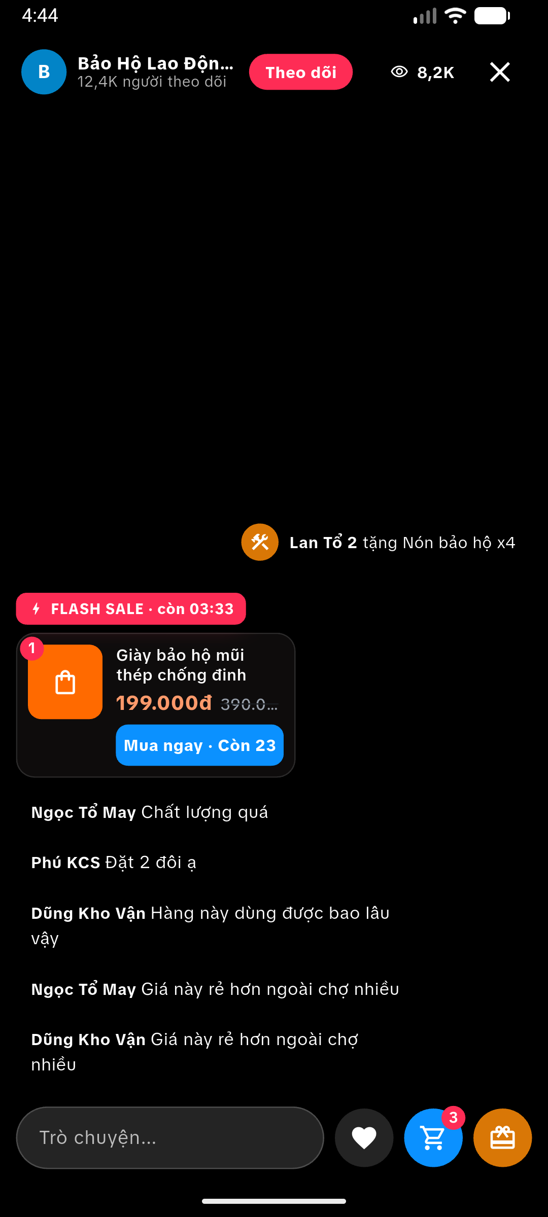 Màn hình xem livestream bán hàng